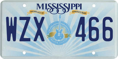 MS license plate WZX466