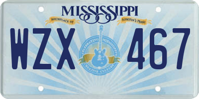 MS license plate WZX467