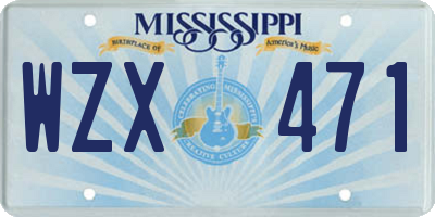 MS license plate WZX471