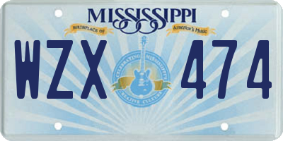 MS license plate WZX474