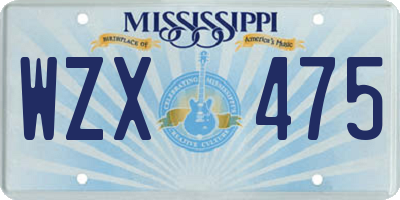 MS license plate WZX475