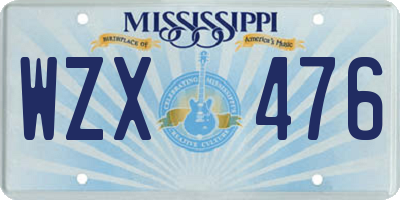 MS license plate WZX476
