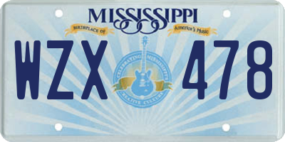 MS license plate WZX478