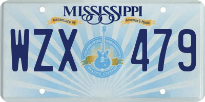 MS license plate WZX479