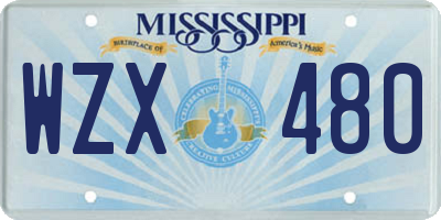 MS license plate WZX480