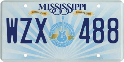 MS license plate WZX488