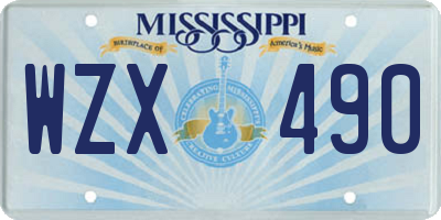 MS license plate WZX490