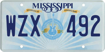 MS license plate WZX492