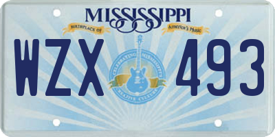 MS license plate WZX493