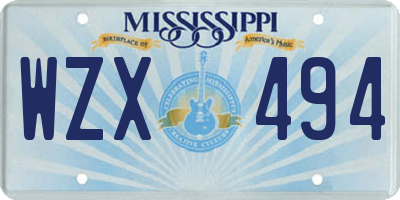 MS license plate WZX494