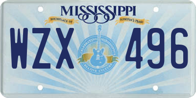 MS license plate WZX496