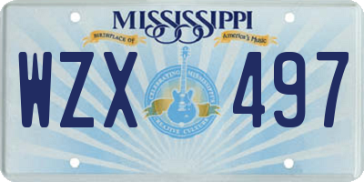 MS license plate WZX497