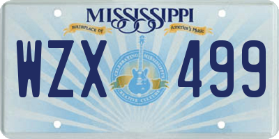 MS license plate WZX499