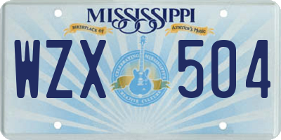 MS license plate WZX504