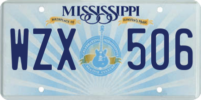 MS license plate WZX506