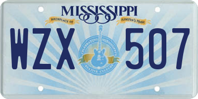 MS license plate WZX507