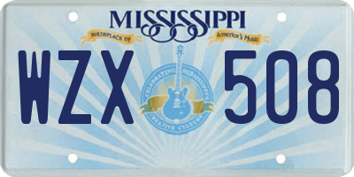 MS license plate WZX508