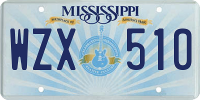 MS license plate WZX510