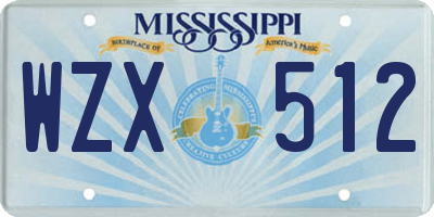 MS license plate WZX512