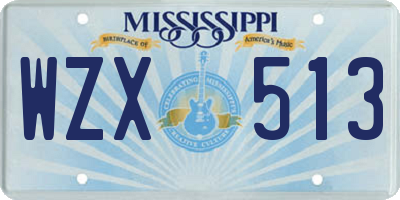 MS license plate WZX513