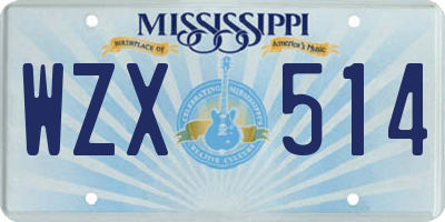 MS license plate WZX514
