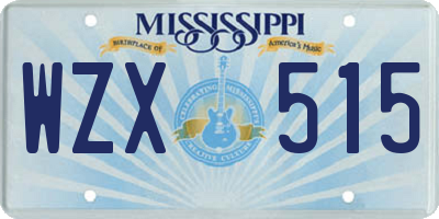 MS license plate WZX515