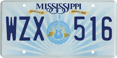 MS license plate WZX516
