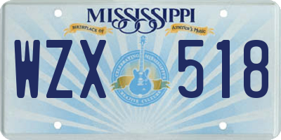 MS license plate WZX518