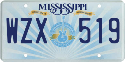 MS license plate WZX519