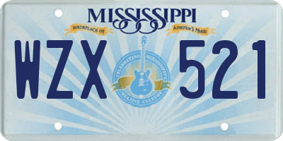 MS license plate WZX521