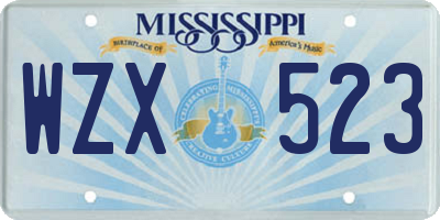 MS license plate WZX523