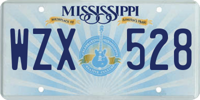 MS license plate WZX528