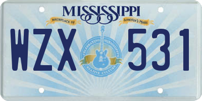 MS license plate WZX531