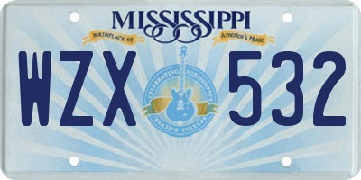 MS license plate WZX532