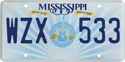 MS license plate WZX533