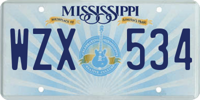 MS license plate WZX534