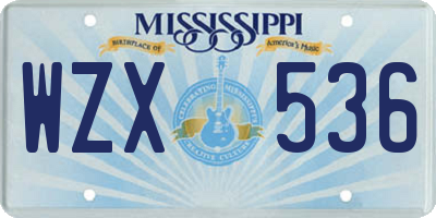 MS license plate WZX536