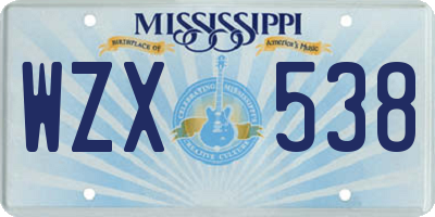 MS license plate WZX538
