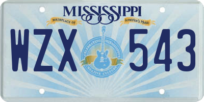 MS license plate WZX543