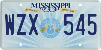 MS license plate WZX545