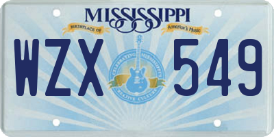 MS license plate WZX549