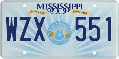 MS license plate WZX551