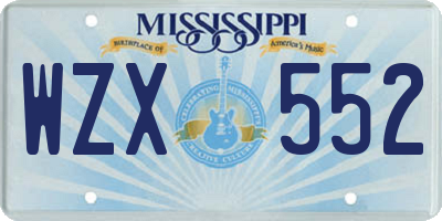 MS license plate WZX552