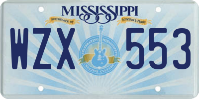MS license plate WZX553