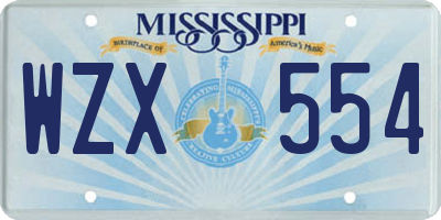MS license plate WZX554