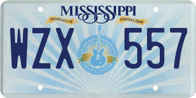 MS license plate WZX557