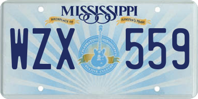 MS license plate WZX559