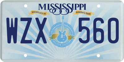 MS license plate WZX560
