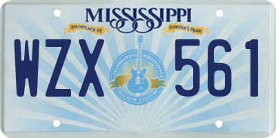 MS license plate WZX561