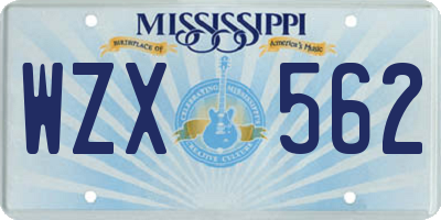 MS license plate WZX562